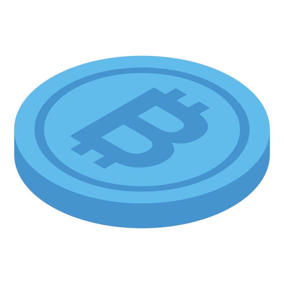 Blue cryptocurrency coin rotating in isometric view vector
