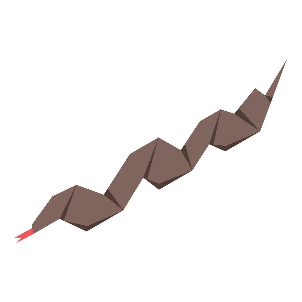 Brown origami paper snake zigzagging on white background vector