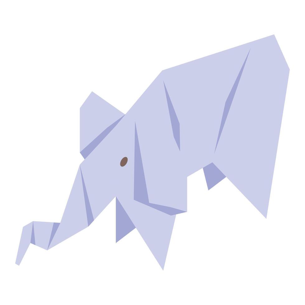 Purple origami elephant exhibiting folded paper art vector