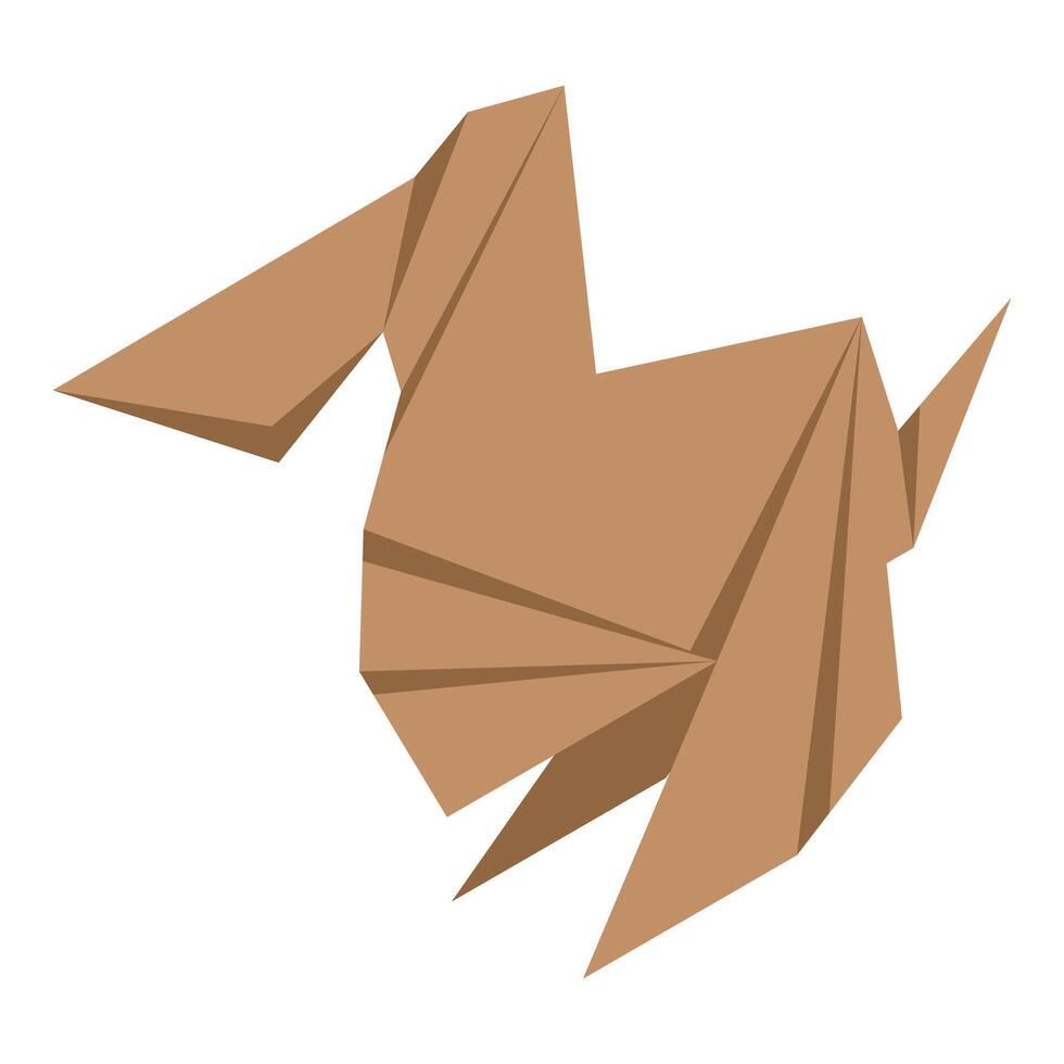 Brown origami bird flapping wings gracefully in flight vector