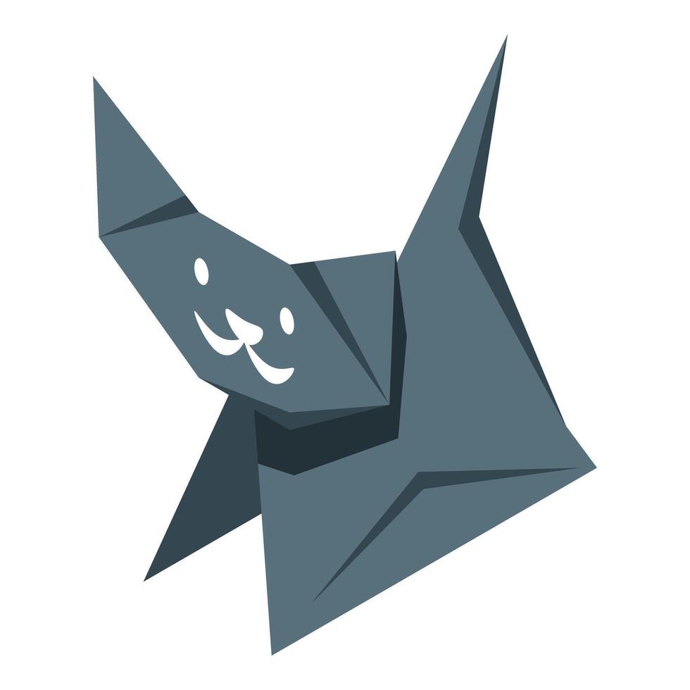 Origami cat smiling, folded paper animal craft vector