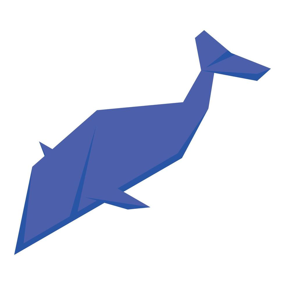 Blue origami whale swimming in white background vector