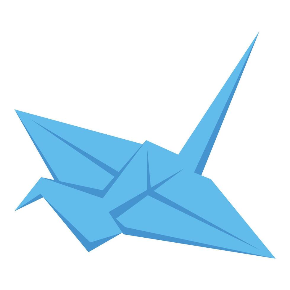 Light blue origami crane flying on white background vector