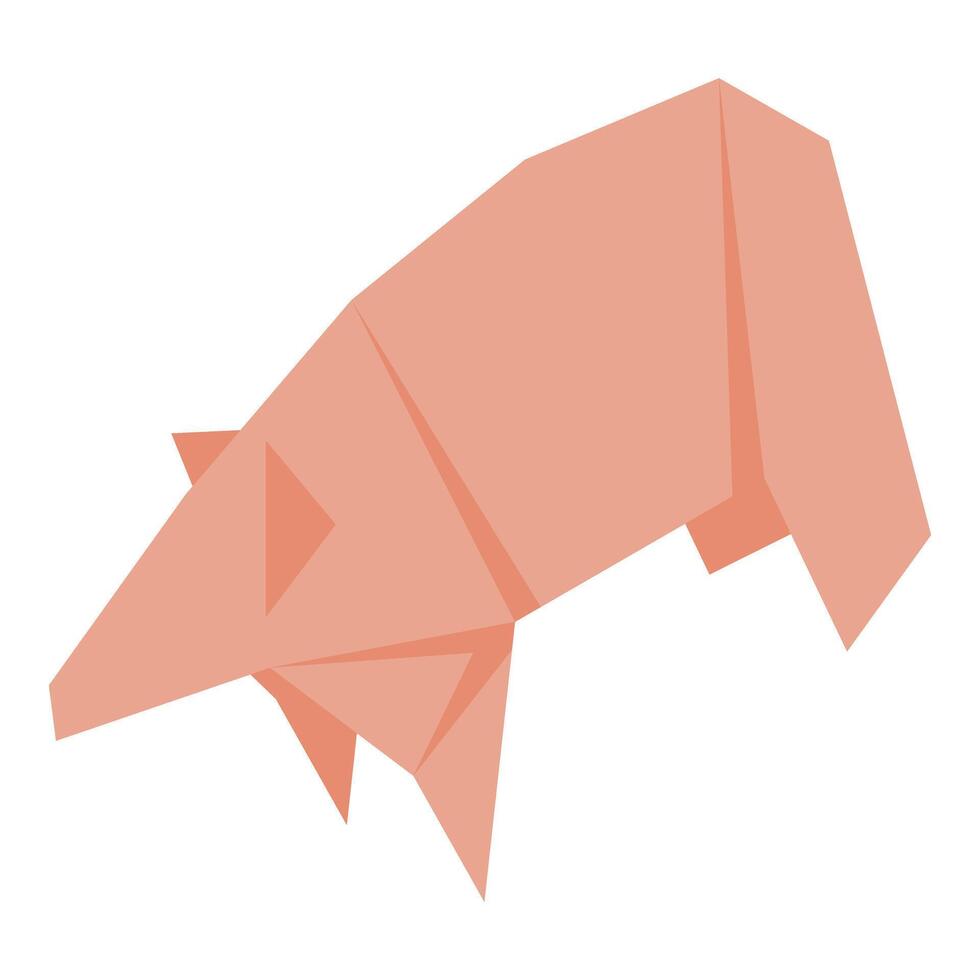 Pink origami tapir walking on white background vector