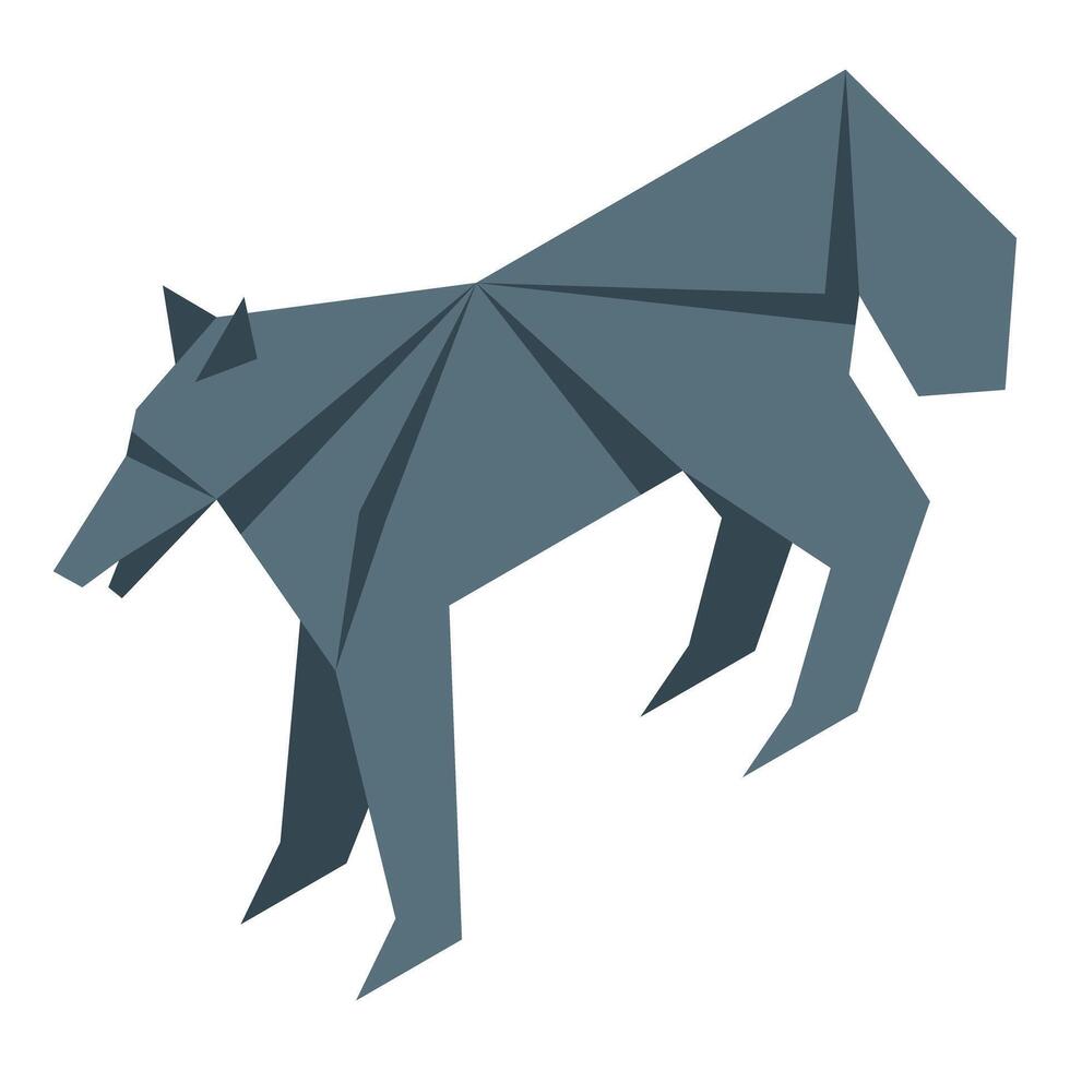 Origami wolf prowling in geometric style vector