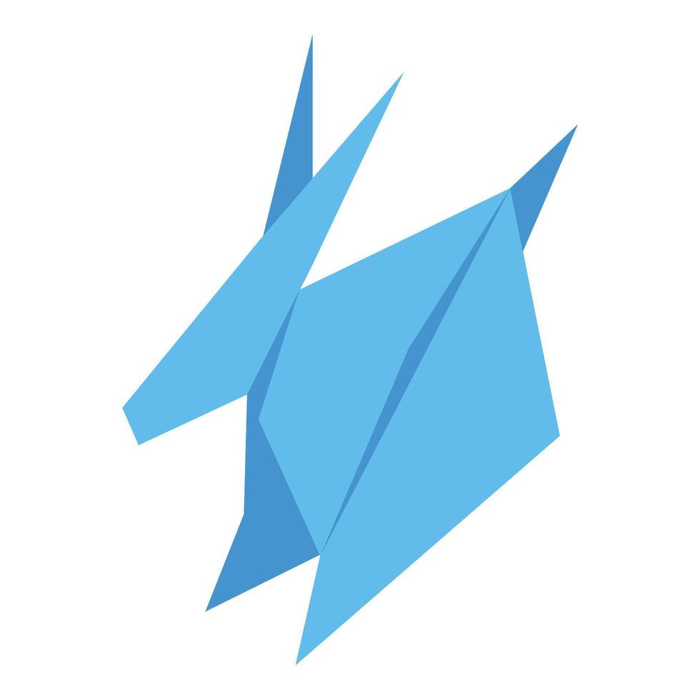 Light blue origami rabbit folded paper animal on white background vector