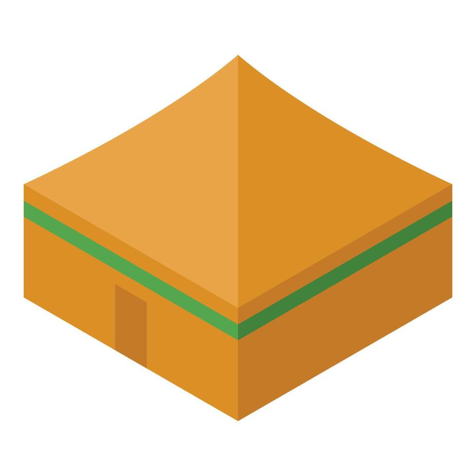 Camping tent exhibiting isometric projection with green border vector