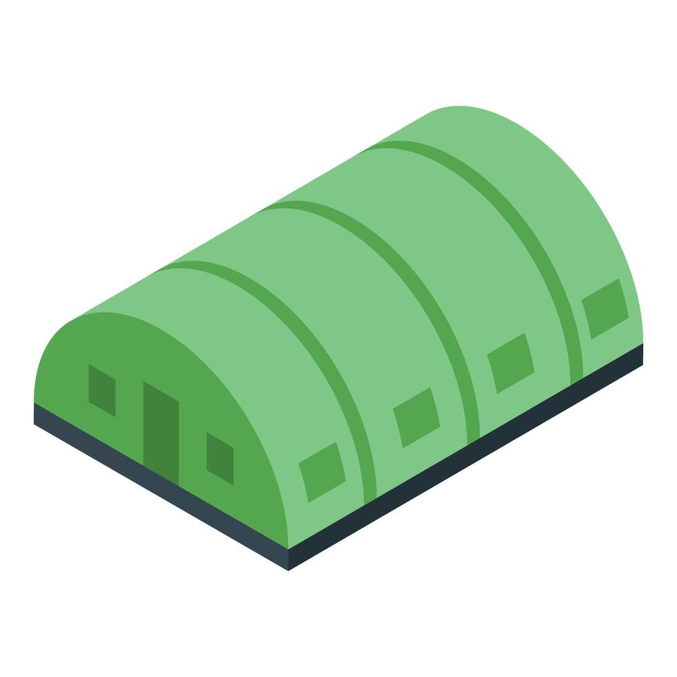 Military hangar protecting aircraft and vehicles isometric view vector