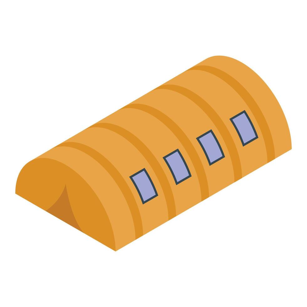 Isometric hangar building for aircraft storage vector