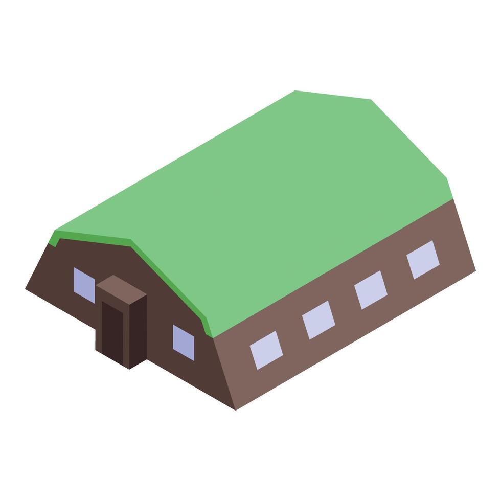 Eco friendly house with grass roof promoting sustainable living in isometric view vector