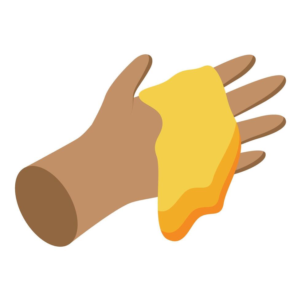 Hand holding honey, sweet and golden nectar dripping down vector