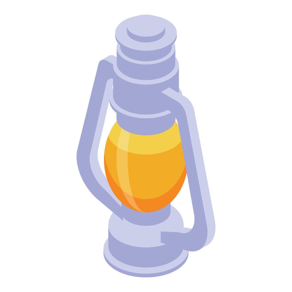 Camping lantern illuminating the darkness, isometric icon of portable light source vector