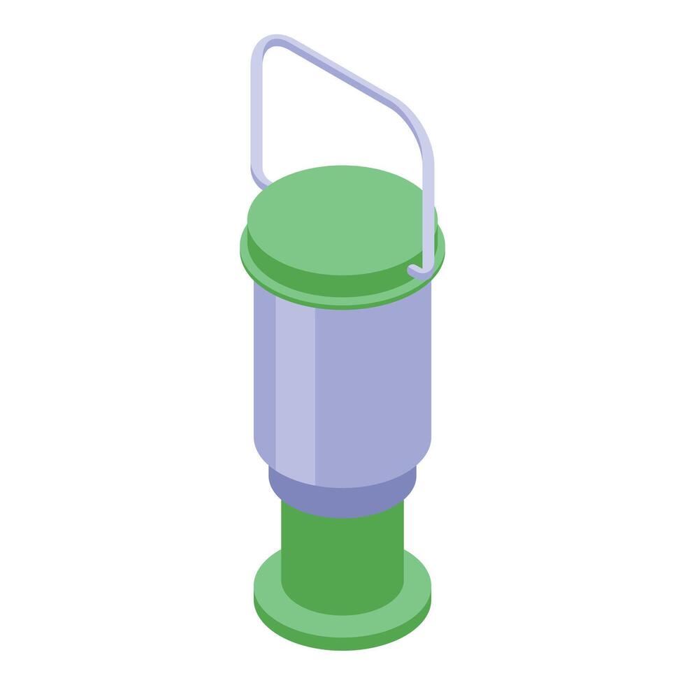 Camping lantern illuminating hiking path, portable light source for outdoor adventures vector