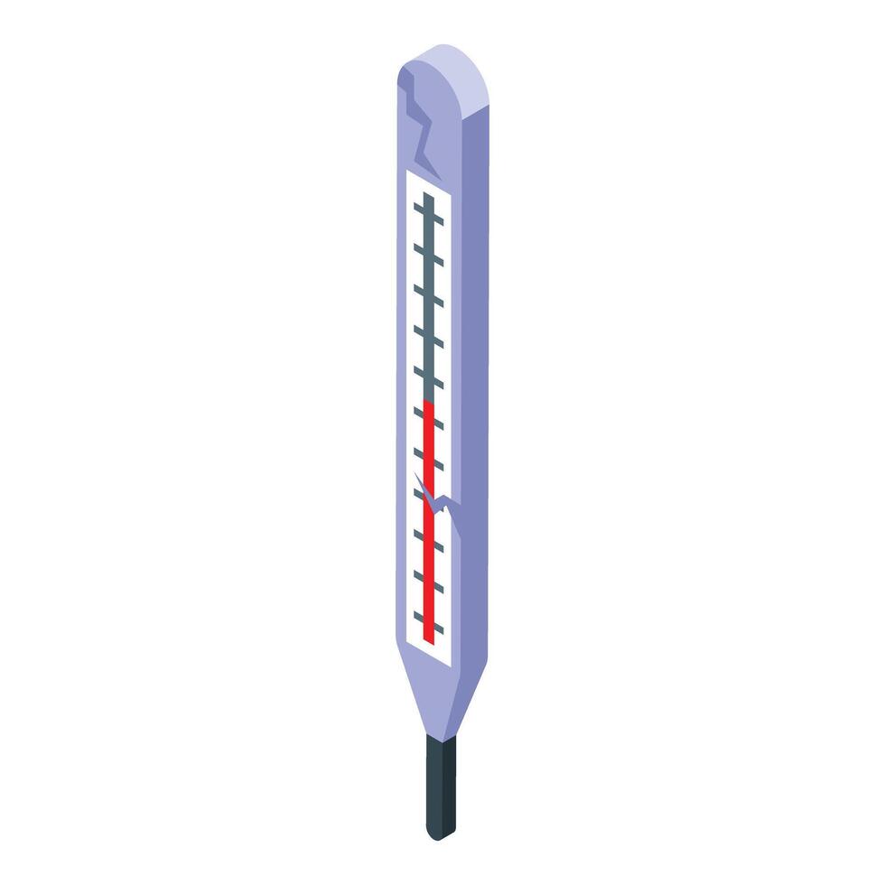Broken medical thermometer showing high temperature reading vector