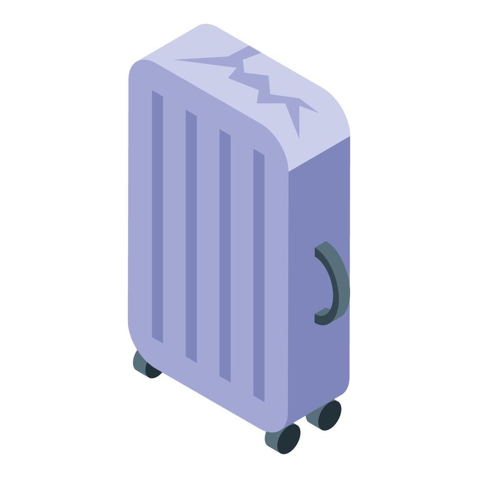 Broken travel luggage showing damaged suitcase for trip vector