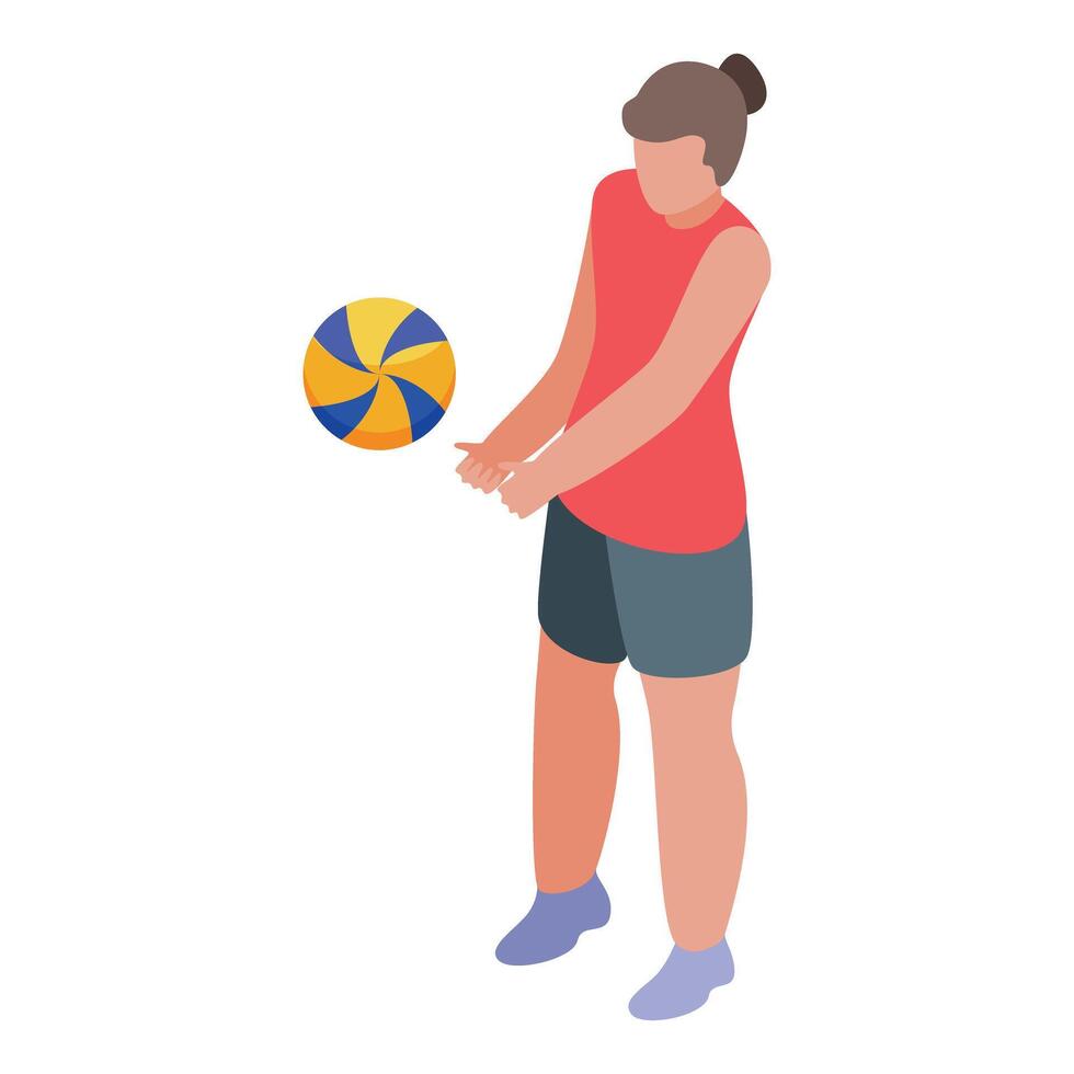 Female volleyball player receiving the ball during a match vector