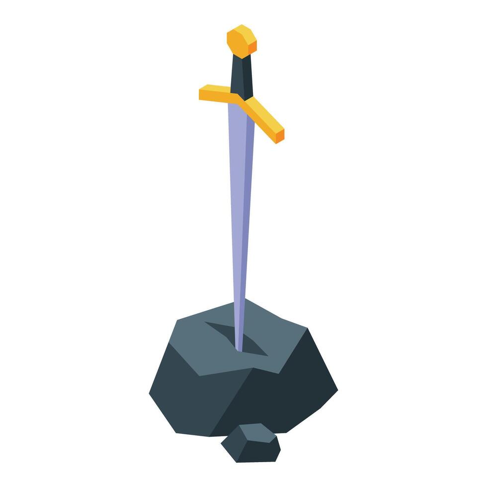 Excalibur sword in the stone waiting for the chosen one vector
