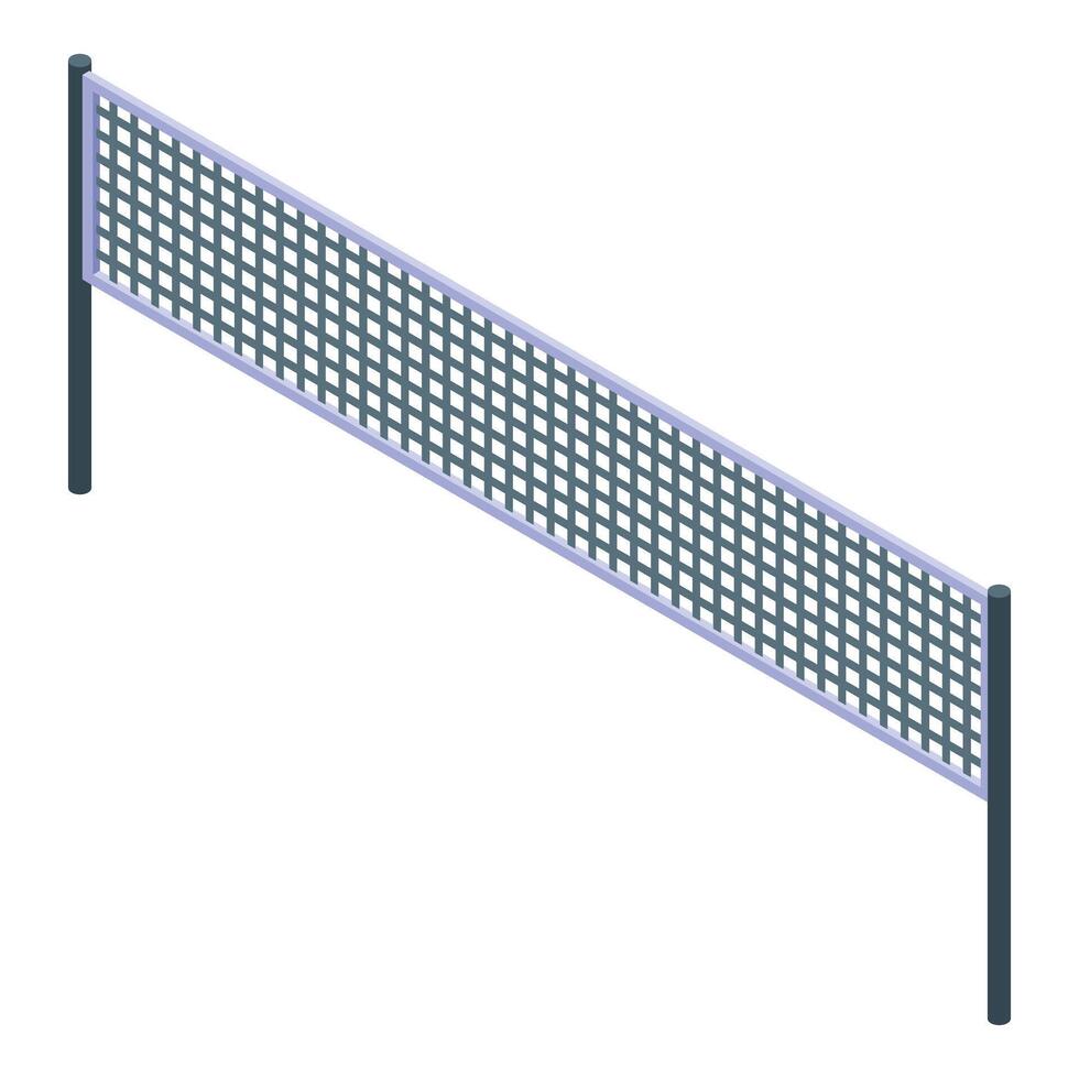 Volleyball net separating playing court halves isometric view vector