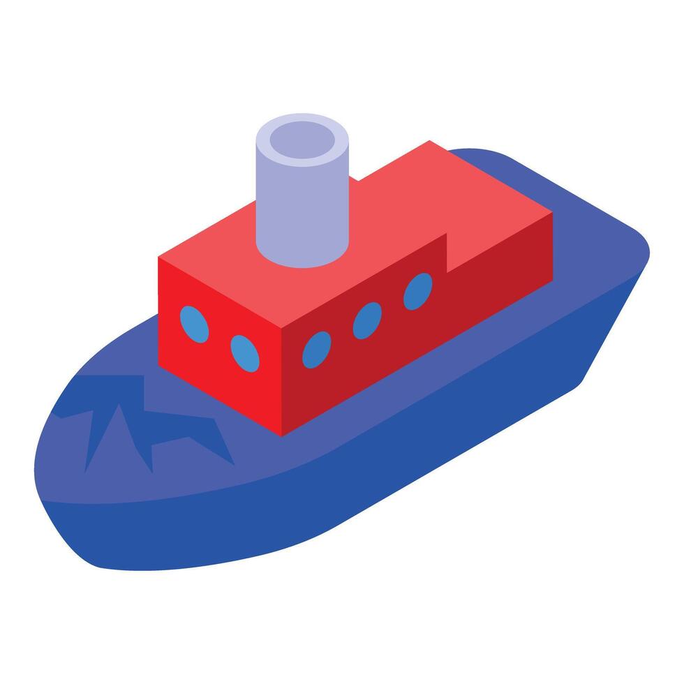 Icebreaker ship breaking through frozen water surface isometric icon vector