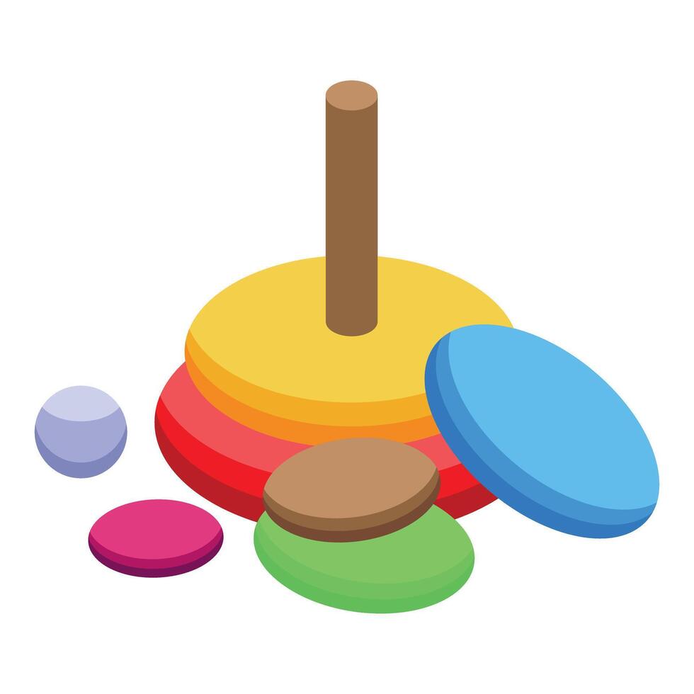 Colorful wooden educational toy with stacking rings for toddlers vector
