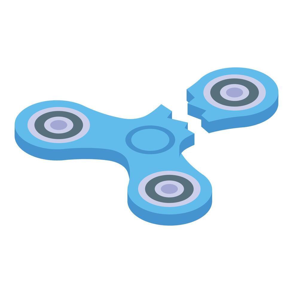 Broken blue fidget spinner toy rotating blades vector