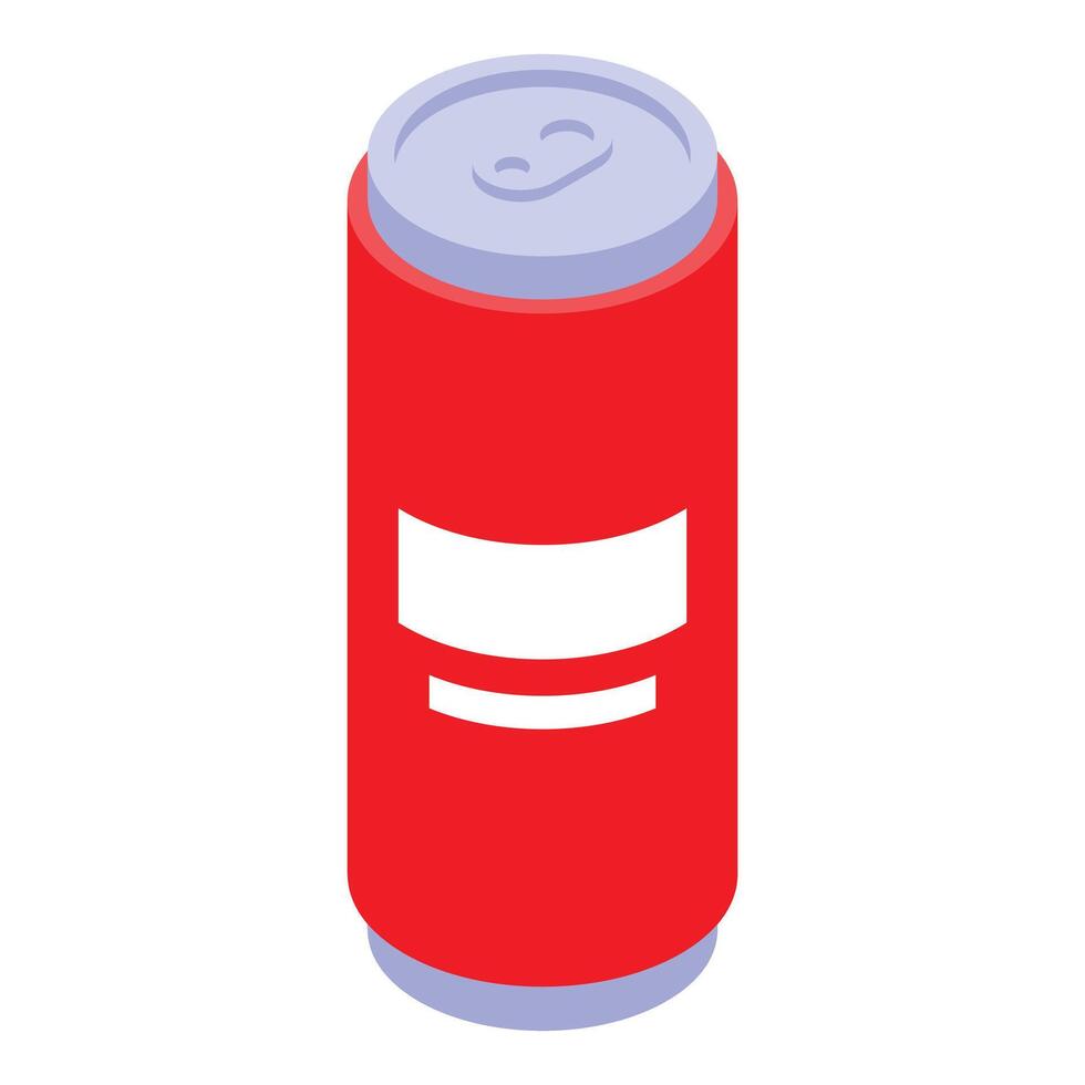 Red aluminum can with white label isometric view vector