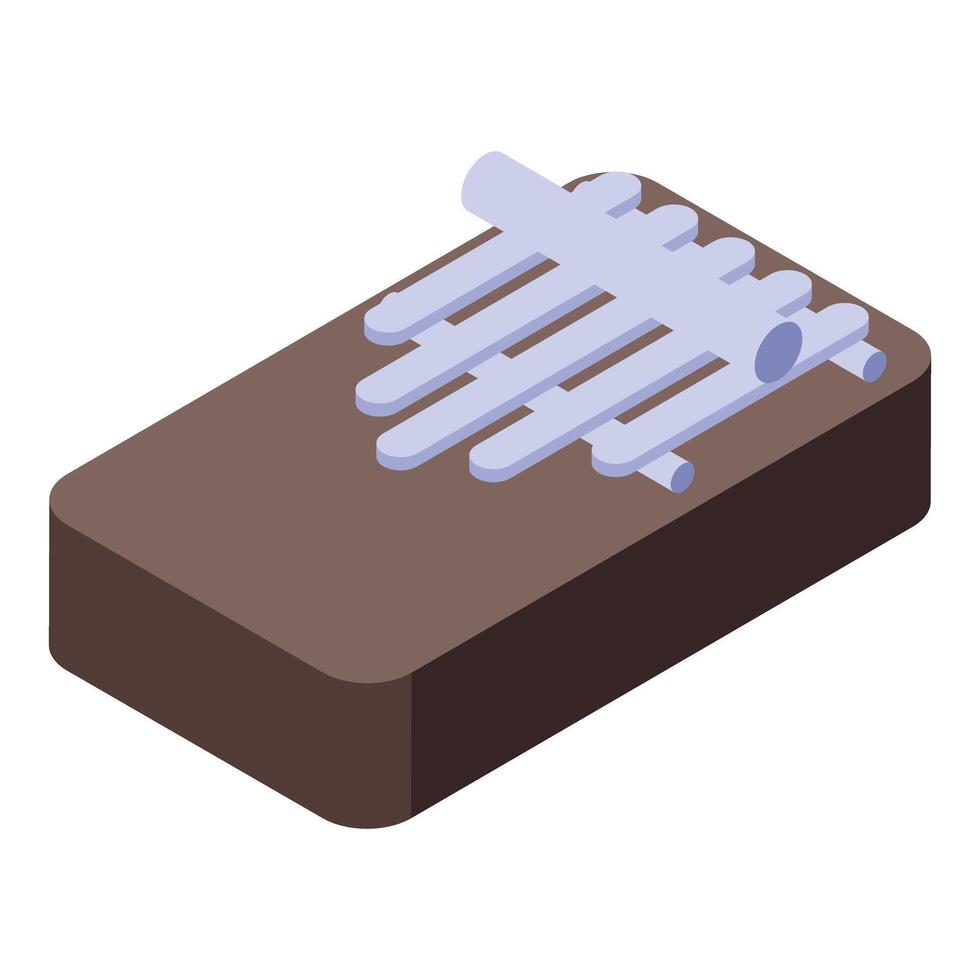 Kalimba musical instrument resting on flat surface in isometric view vector
