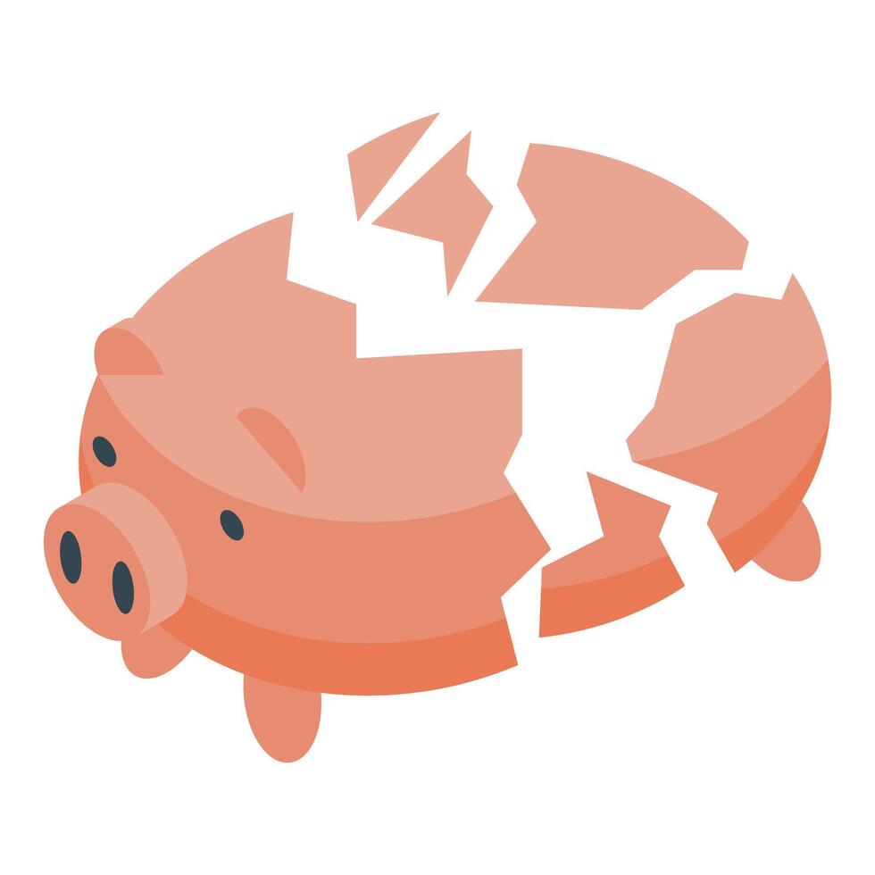 A pig is broken in half and has a broken heart vector