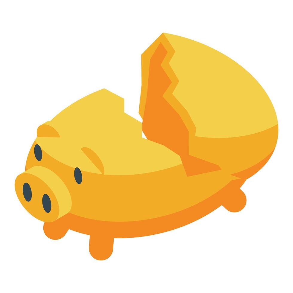 A yellow pig is sitting on a broken egg vector