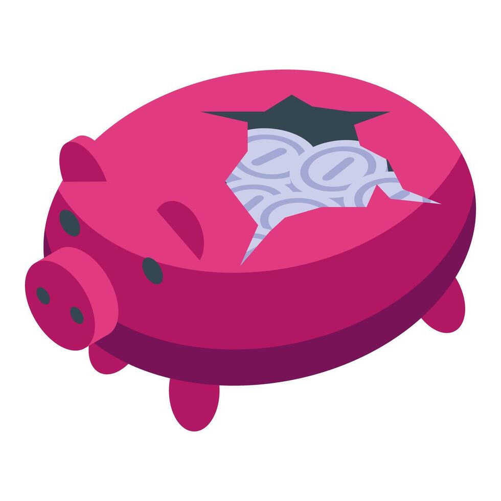 Broken piggy bank revealing shekels, bankruptcy and financial crisis concept vector