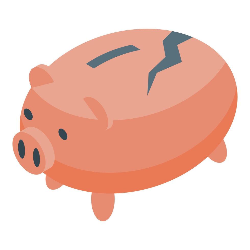 A piggy bank with a broken coin vector