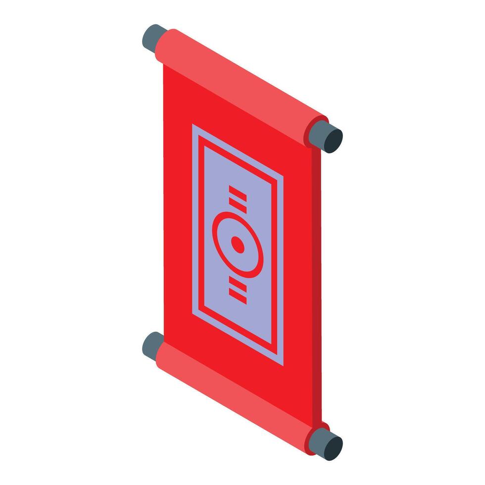 Red chinese scroll painting hanging representing spirituality and tradition vector