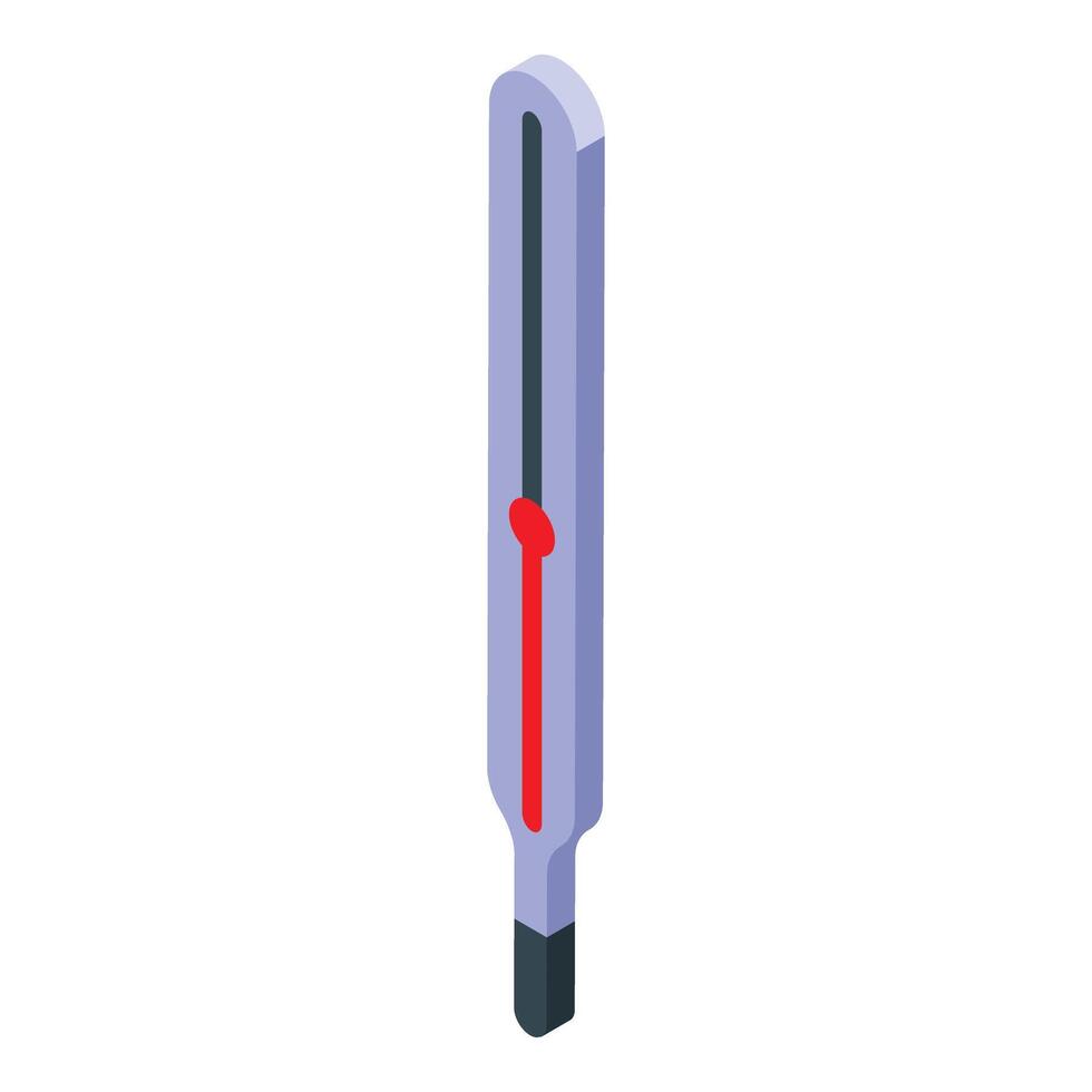 Medical thermometer showing increasing temperature in isometric view vector