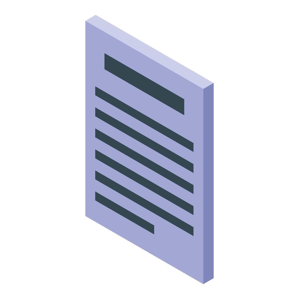 Isometric office document representing business and finance vector