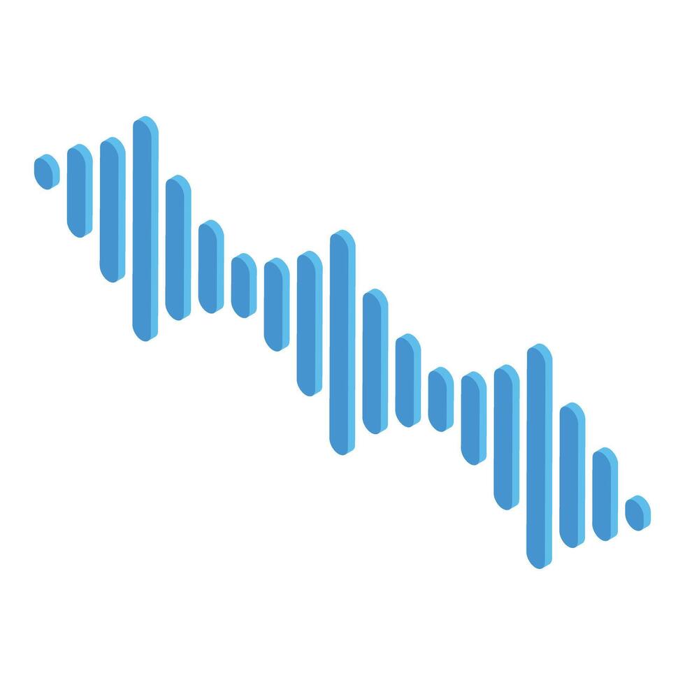 Blue isometric sound wave vibrating on white background vector