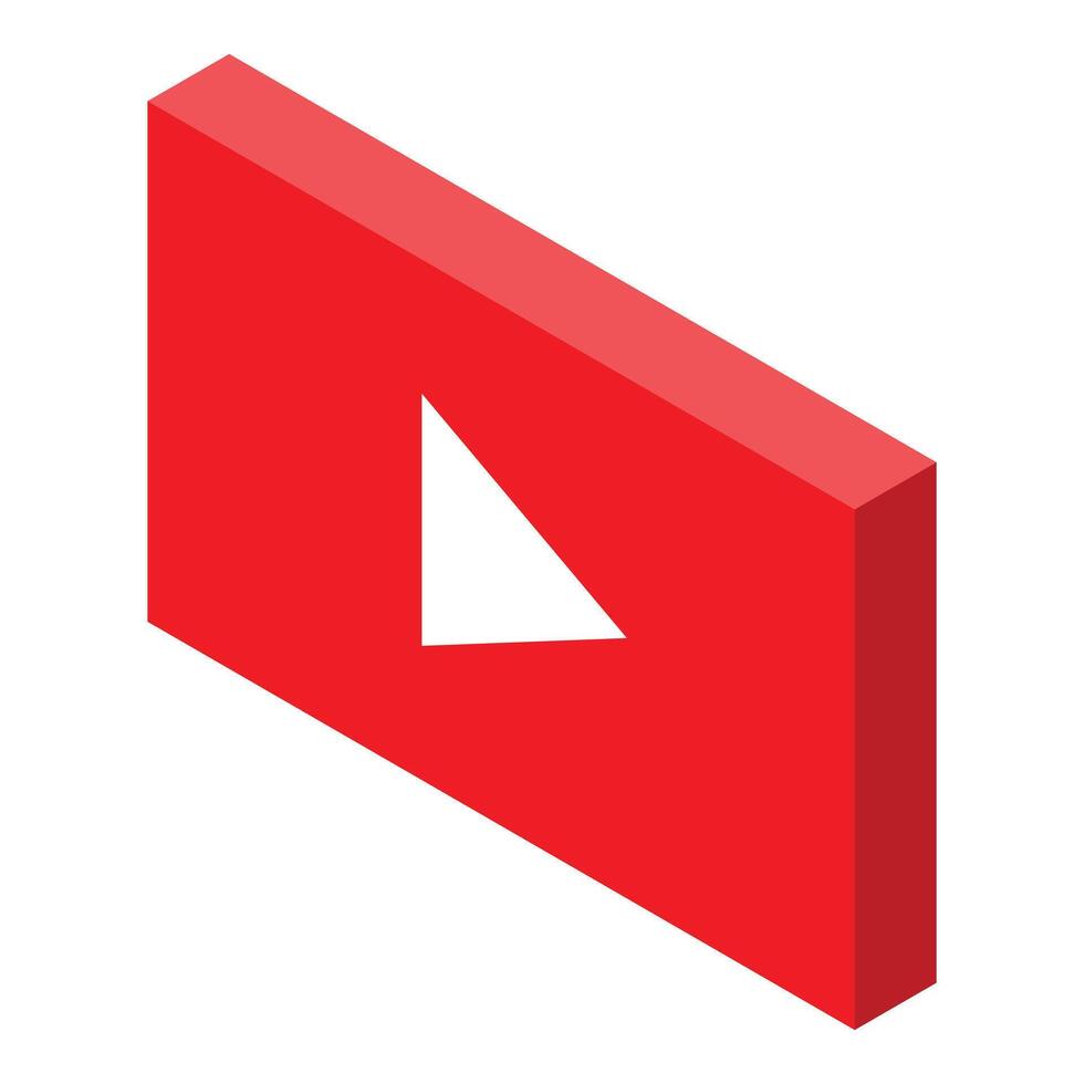 Red play button showing streaming isometric icon vector