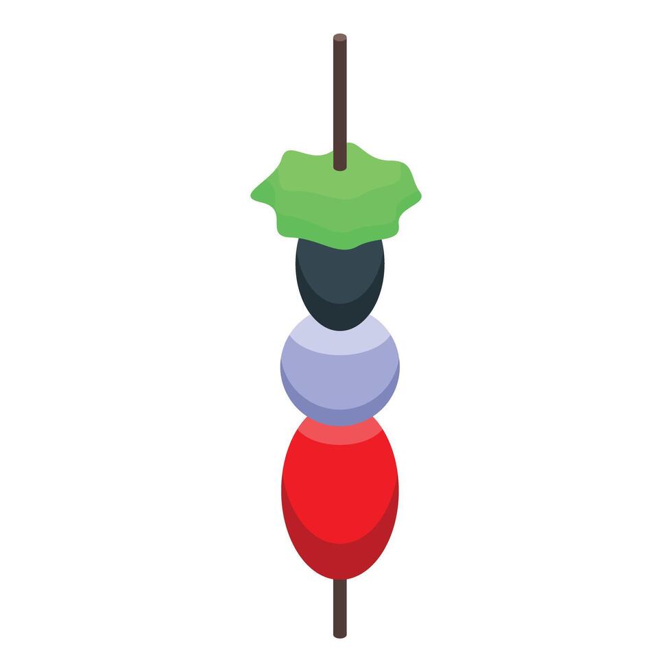 A colorful fruit on a stick with a green leaf vector