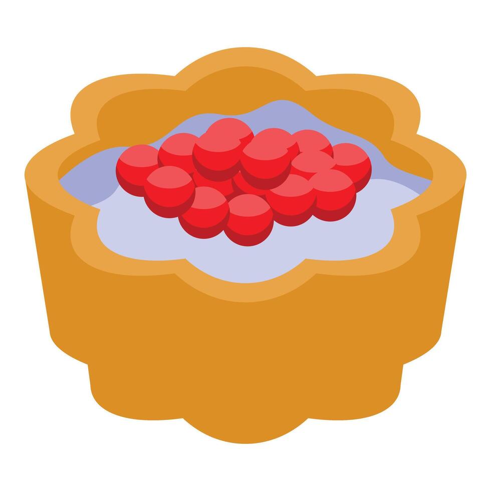 Delicious tartlet with red berries and cream filling is getting ready for the oven vector