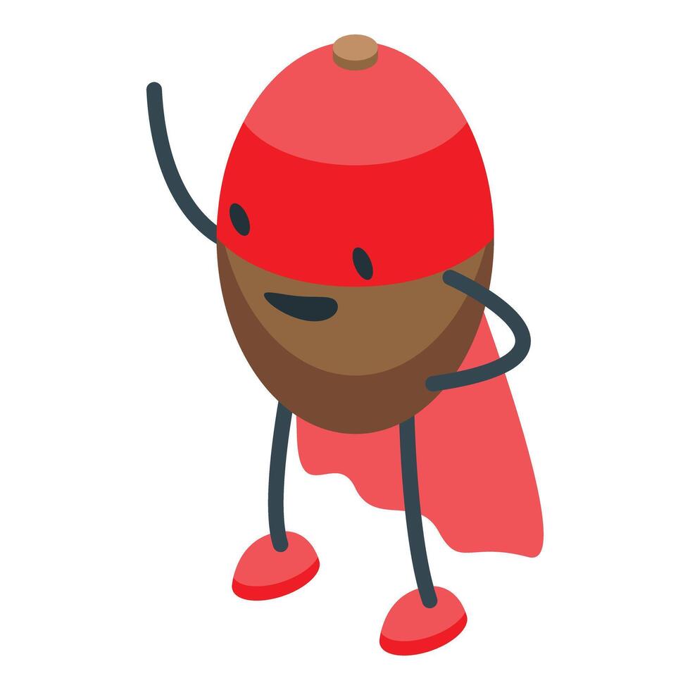 Superhero acorn wearing red cape and mask standing proudly vector