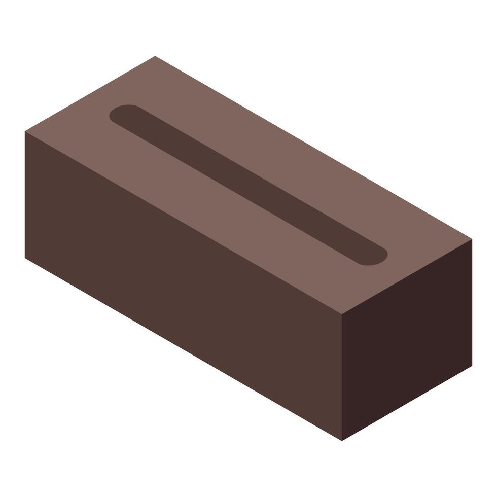 Brown brick with groove creating shadow effect in isometric view vector