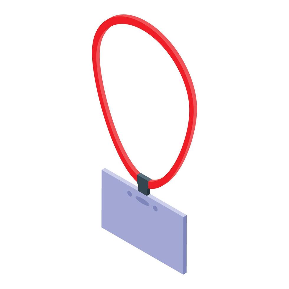 Blank identification card hanging with red lanyard vector