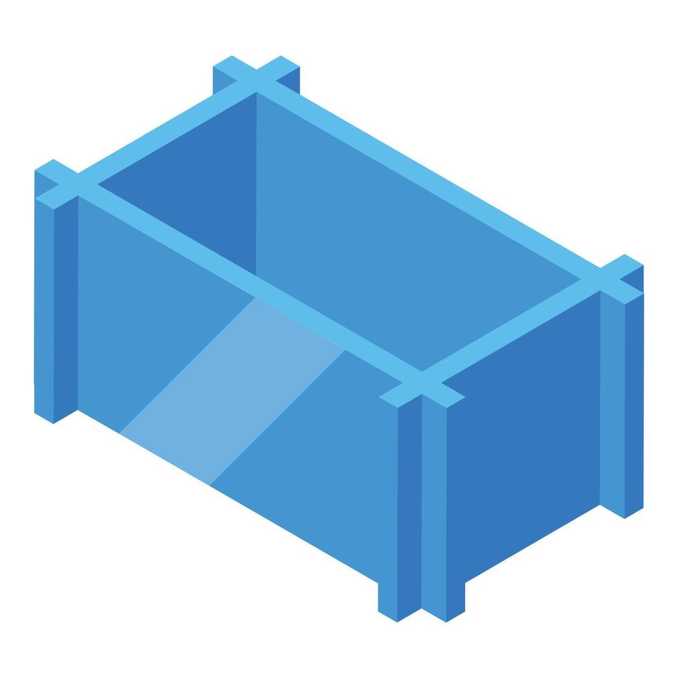 Empty blue metal skip for construction debris removal vector