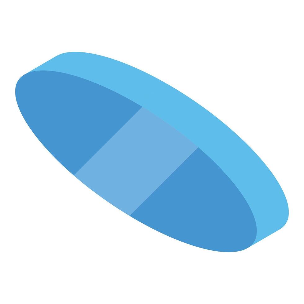 Blue oblong pill floating in isometric view vector