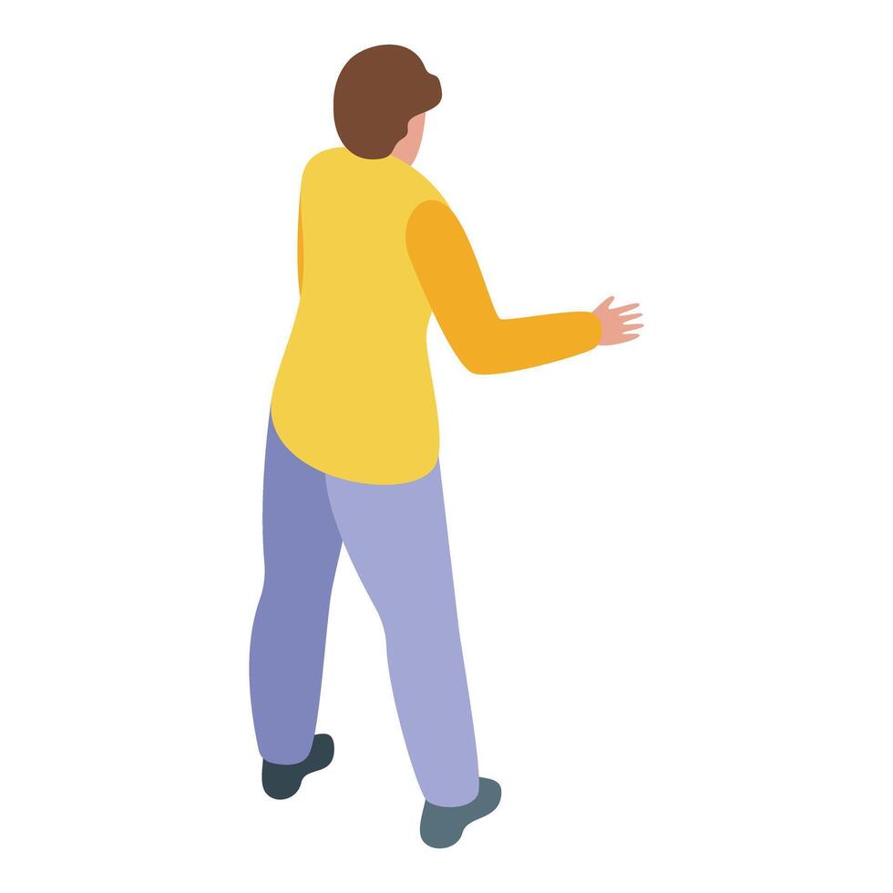 Volunteer showing direction with open hand gesture vector