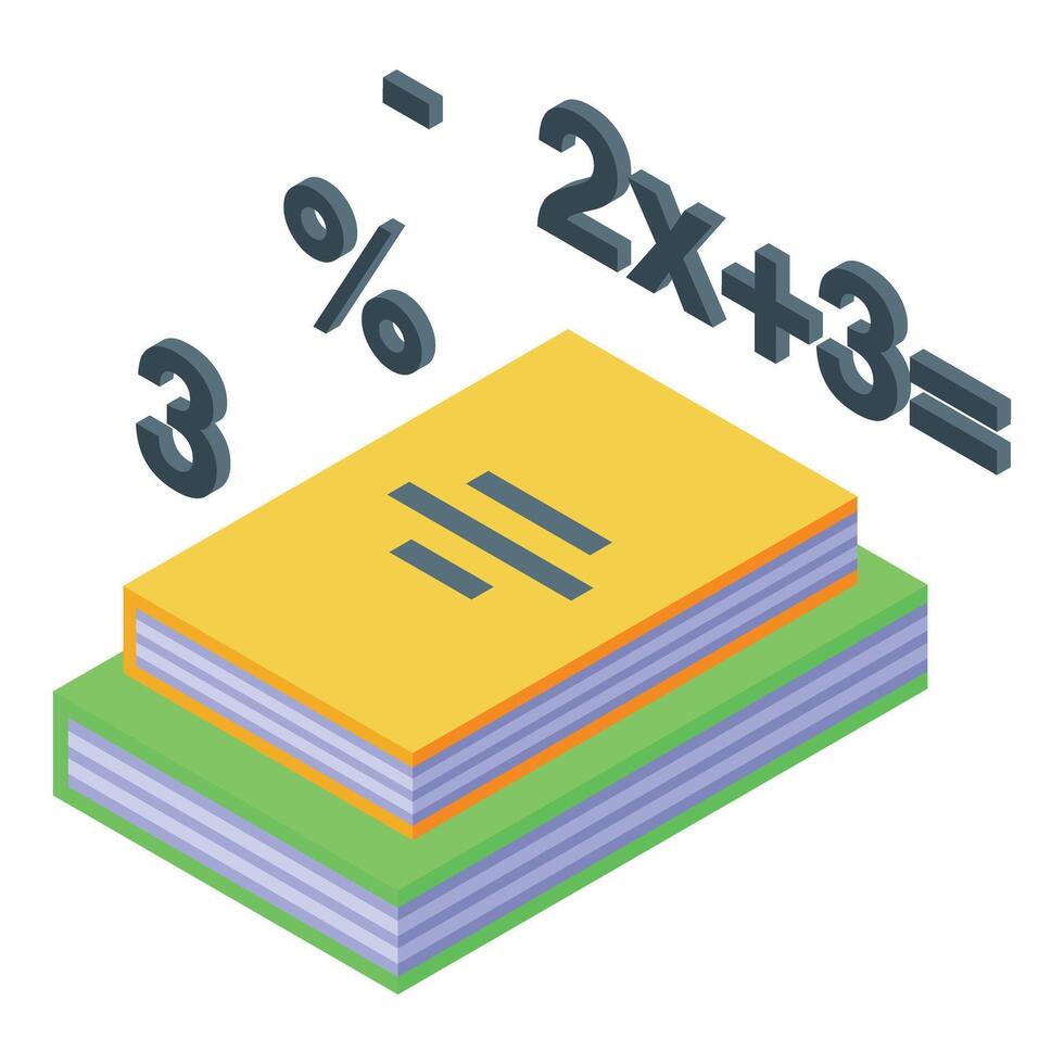 School books with math equation and percentage symbol representing education and learning vector