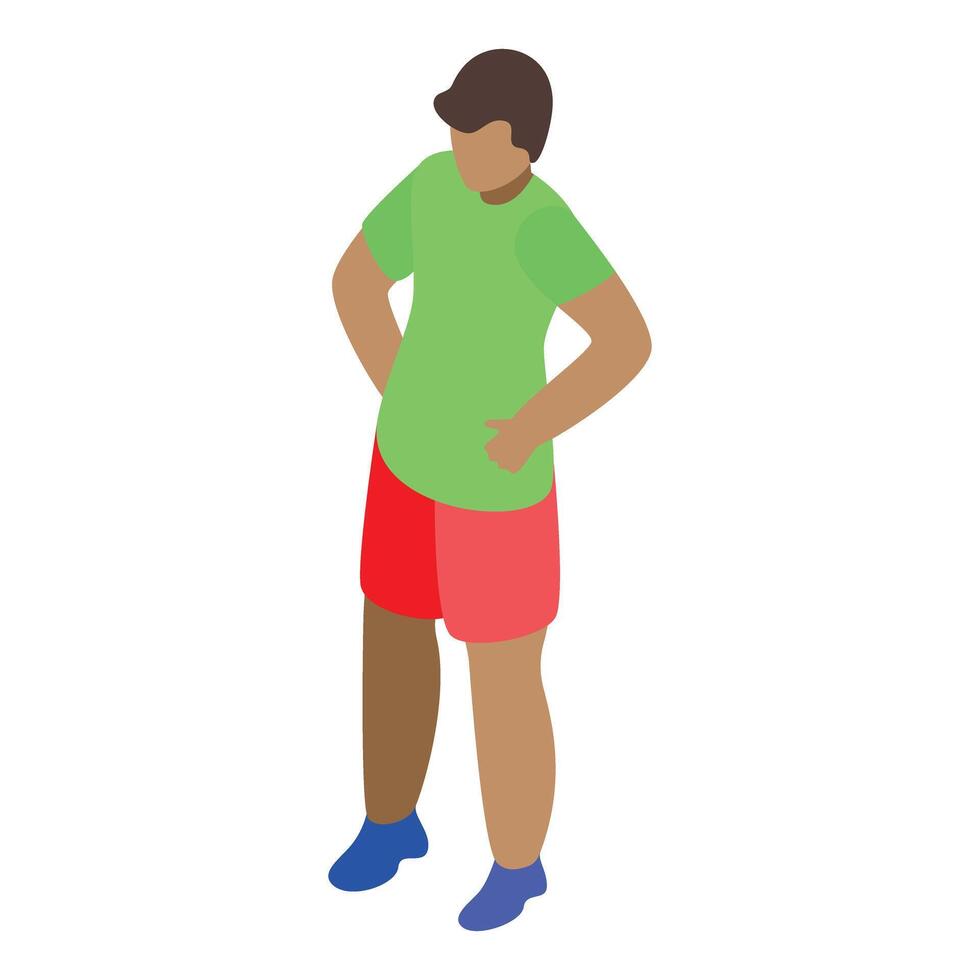 Young athlete preparing for training session, isometric illustration vector
