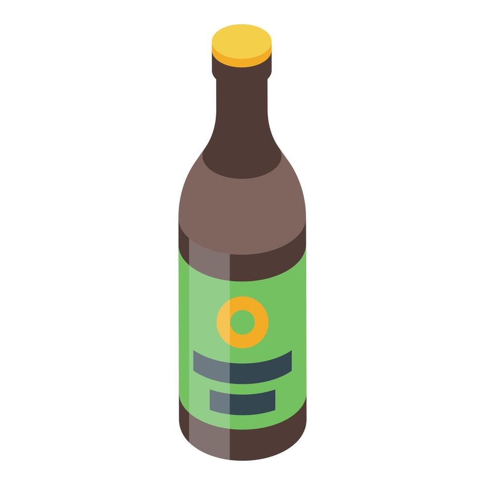 Isometric olive oil glass bottle packaging mockup illustrating product placement vector
