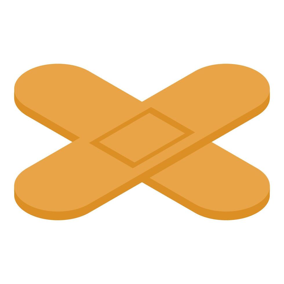 Two adhesive bandages forming a cross shape, isometric view vector