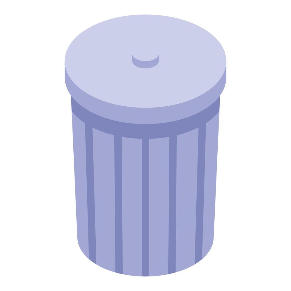 Closed round trash can with vertical lines is waiting for garbage vector