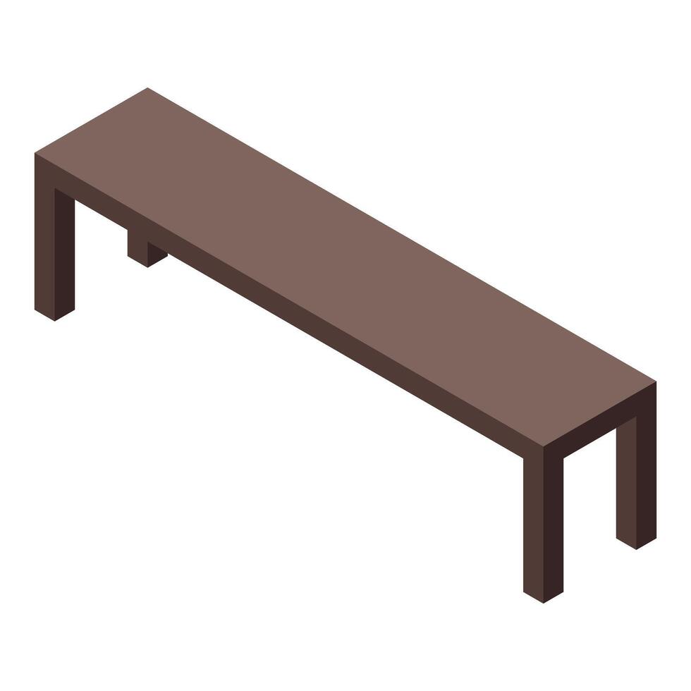 Long wooden bench isometric view for interior design projects vector